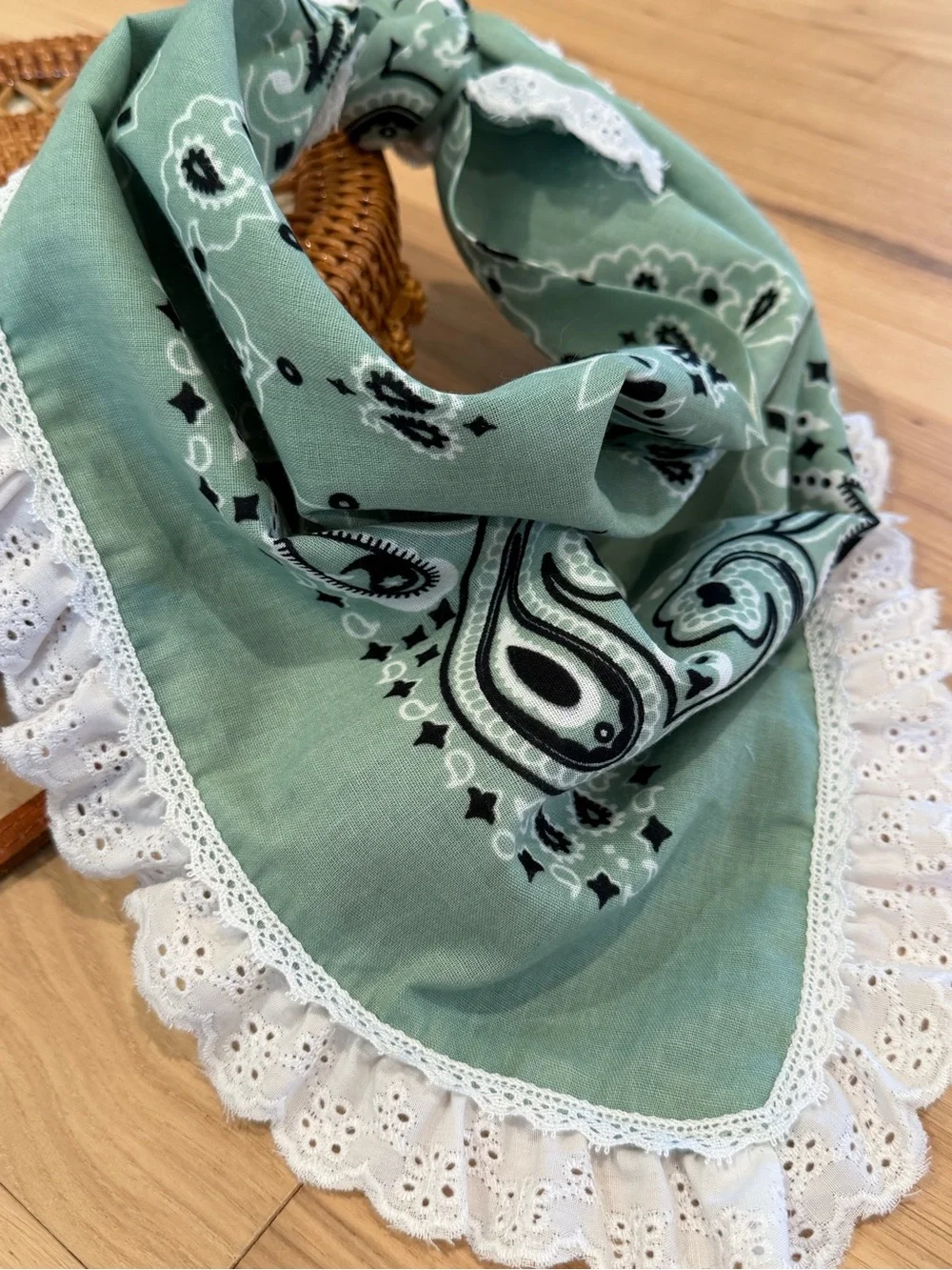 Lace Bandana Hair Scarf Handmade